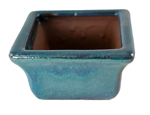 Square Green Mame Bonsai, Succulent & Accent Plants Pot  3.25"x 3.25"x 2" + Mesh - Picture 1 of 5