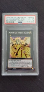 PSA 8 Yugioh x1 Number 100: Numeron Dragon DRL3-EN021 Secret Rare 1st Ed 321 - Picture 1 of 2