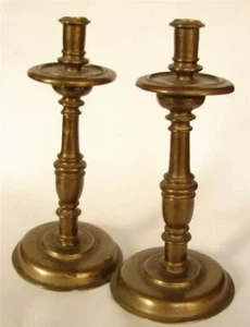 Un par de español antiguo 17. Candelabros Century Latón/Bronce España Raros - Imagen 1 de 6