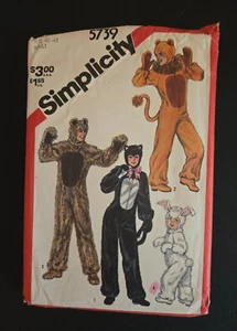 Patrón de Disfraz Simplicity 5739 Adulto Talla 40-42 Oso Gato León Conejito De Colección 1982 - Imagen 1 de 5