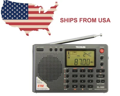 TECSUN PL-380 (BLACK) DSP PLL AM/FM Shortwave Radio Receiver - Image 1 of 4