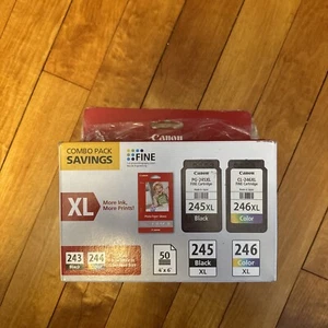 Canon Combo Pack Ink Cartridges - 245XL Black, 246XL MultiColor & 50 Photo Paper - Picture 1 of 7