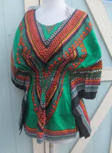 Camicetta africana Dashiki vita elastica donna abito tradizionale top taglia unica - Foto 1 di 2