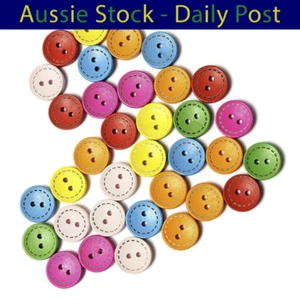 Buttons Wooden Round 2 Hole Flatback Clothing Sewing Colourful 10mm 100pcs - Bild 1 von 1