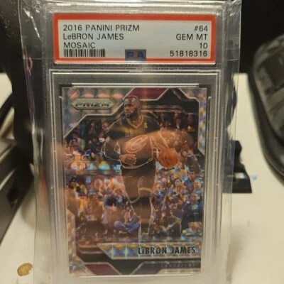 2016-17 Panini Prizm Mosaic Red LeBron James #64 PSA 10 GEM MT - Image 1 of 2