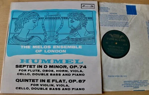 L'OISEAU SOL 290 HUMMEL SEPTET QUINTET LP MELOS ENSEMBLE (1974) EX ENGLAND (RE) - Picture 1 of 2