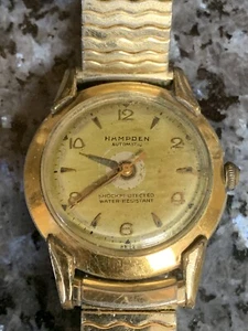 Vintage HAMPDEN 17 Jewel Automatic Men's Wrist Watch Runs - Picture 1 of 11