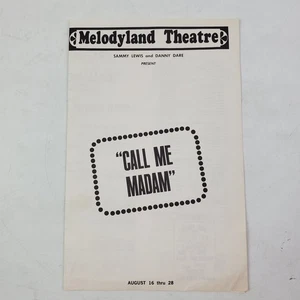 Call Me Madam Melodyland Theater Program Playbill, Year Unknown - Picture 1 of 3