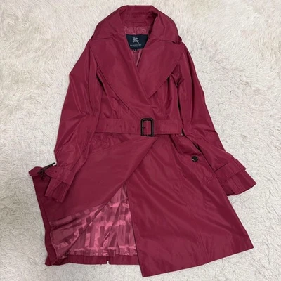 Burberry London Trench Coat Nova Check Bordeaux Metal Button Size 38/US:S Auth - Image 1 of 4