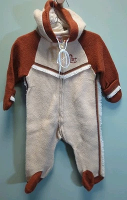 Vintage Años 70 Carter's Dormitorio Western Vaquero/Niña Flecos Una Pieza Talla Grande/12 meses Foto 1 de 4