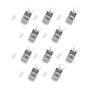 10Pack 1.45mm Network Connectors RJ45 Cat7 Gold Plated FTP Modular Plug D - Afbeelding 1 van 7