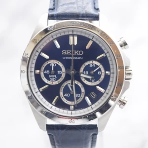 Seiko 8T63-00D0 Chronograph Blue Navy Dial 40mm Herren Quarzuhr neue Batterie - Bild 1 von 17