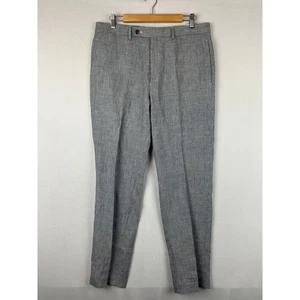 Lauren Ralph Lauren Neil Pants Houndstooth Black/White 100% Linen Size 34x32 - Picture 1 of 11