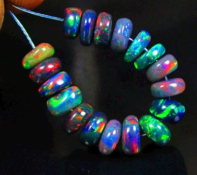 18 piezas cuentas redondeadas de ópalo negro etíope natural cuentas sueltas piedras preciosas 3-4 mm Foto 1 de 2