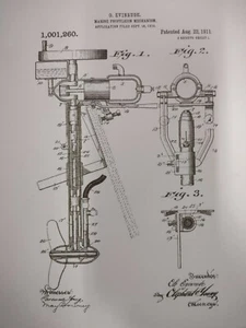 Evinrude Motor 1911 US Patent Art - Vintage Antique Outboard Marine  for boat - Picture 1 of 1