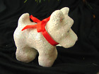 Vintage DOG ORNAMENT:  WHITE DOG w RED COLLAR  3"H Lord & Taylor Tag Excellent