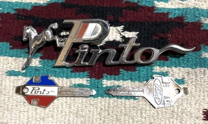 Vintage 1970's Ford Pinto Emblem Original PART Badge Logo with Two Keys - Picture 1 of 7