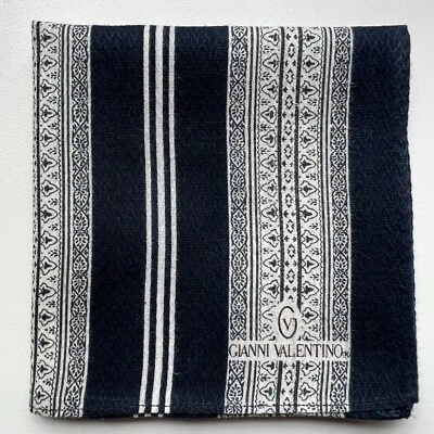 HANDKERCHIEF VINTAGE MEN'S ART STRIPED PATTERNED POCKET SQUARE COTTON 18" B0378 - Image 1 of 2