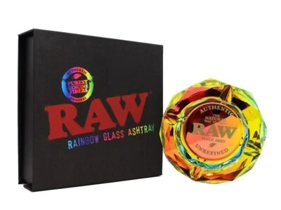 RAW Crystal Glass Ashtray - Multicolour Rainbow Edition - RAW Presentation Box