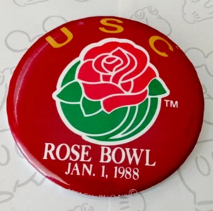 Trojan USC Rose Bowl Jan 1 1988 Button Pinback Lapel Pin 3" Vintage - Picture 1 of 2