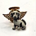 New on Card Camco Pewter Guardian Angel Dog Lapel Pin Gold Tone Puppy Wings 1993