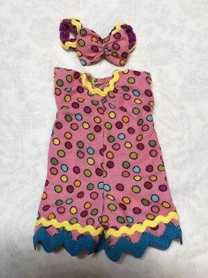 7.5” Artisan Kish Riley Sized Doll Outfit Pink Rainbow Jumper One Piece W213 - Image 1 of 4