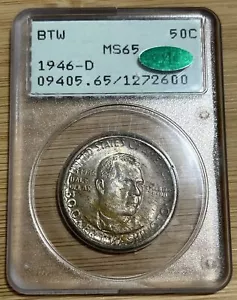 1946-D Booker T. Washington MS65 CAC PCGS Rattler-OGH - Picture 1 of 2