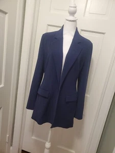 Boston Proper One Button Knit Midlength Blazer, Navy, Size 10 Business Casual - Picture 1 of 10