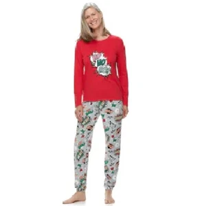 Neu Jammies For Your Families Damen 2tlg Pyjama Set Weihnachten Microfleece Hose S - Bild 1 von 4