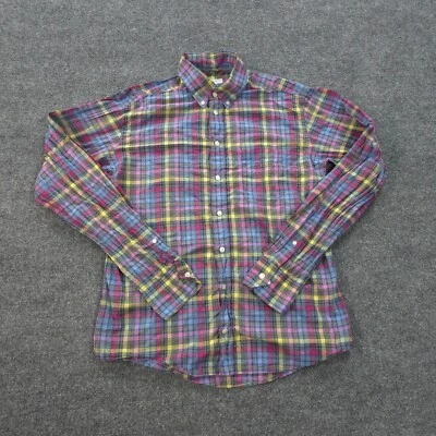 Camisa Eton Masculina Grande Fina Roxa Madras Xadrez Vestido Casual Preppy Romênia - Imagem 1 de 4