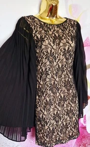 AMAZING PARTY XMAS MISO BLACK LACE CHIFFON WOMENS LADIES DRESS SIZE 10 M Eur 38 - Picture 1 of 4