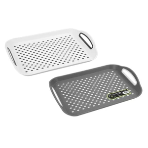 Rectangular Non Slip Plastic Serving Tray Food Tray Rubber Surface 41x29cm WMCV - Picture 1 of 6