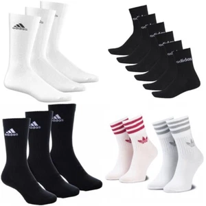 adidas SOCKS - SPORT SOCK - WHITE OR BLACK - 6 PAIRS OR 3 PAIRS MENS KIDS WOMENS - Picture 1 of 4