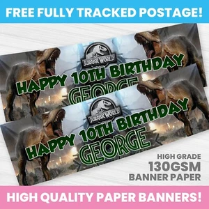 DINOSAUR PERSONALISED JURASSIC BIRTHDAY BANNER PARTY DECORATION BANNERS - Picture 1 of 3