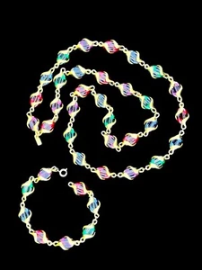 Swarovski Multi Color Swirl Necklace Bracelet Set Vintage Signed - Picture 1 of 3