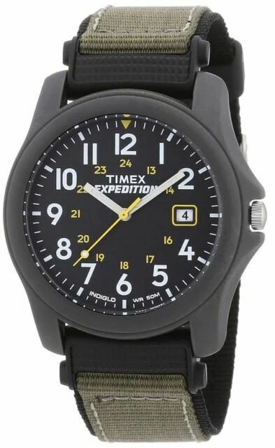 Timex Expedition Camper 39 mm Black Resin Case with Green/Black Nylon Band Men's Wristwatch