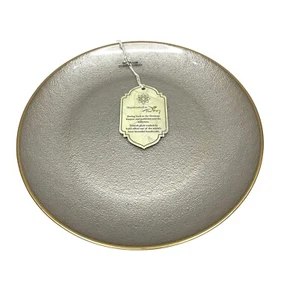 Turkish Glass 2 Entree Dinner Plates Set Platinum Gold - Gold Rim 11" NWT - Picture 1 of 10