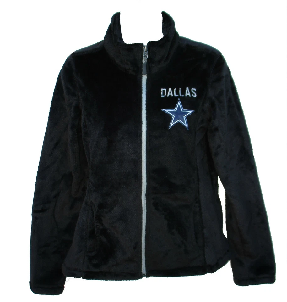 Dallas Cowboys Women's Full Zip Faux Fur Jacket - Black - Image 1 of 4