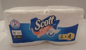 SEALED HTF SCOTT TUBE FREE 2 ROLLS TOILET PAPER TISSUE DOUBLE ROLLS - Picture 1 of 7