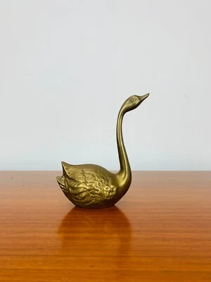 Sculpture Canard laiton doré vintage, figurine, déco, ancien 19 cm - Photo 1/4