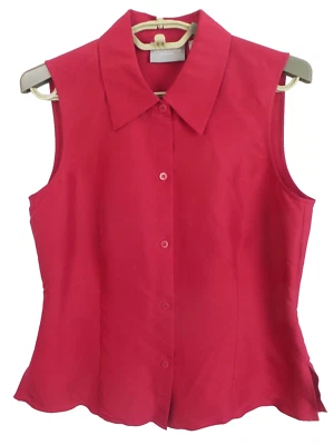 Regata feminina LIZ CLAIBORNE gola de seda clara grossa vermelha cereja profunda tamanho 8 - Imagem 1 de 4