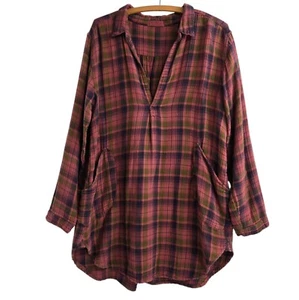 CP Shades Top Damen Medium Teton Tunika Ziegel Karo USA Baumwolle Lagenlook - Bild 1 von 18