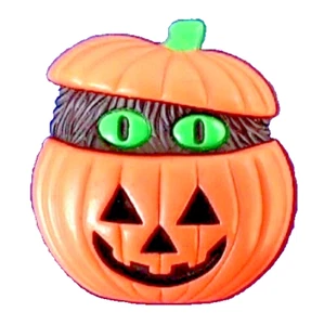 Avon PIN Halloween Vintage PUMPKIN JOL Black GHOST Peek A Boo 1987 Brooch - Picture 1 of 2