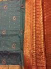Blue/Red/Gold  Benaras Art Silk Partywear Saree w/falls