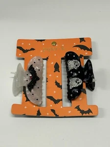 Piper K Double Sided Rhinestone Halloween Ghosts & Bats Claw Hair Clips NEW! - Picture 1 of 4