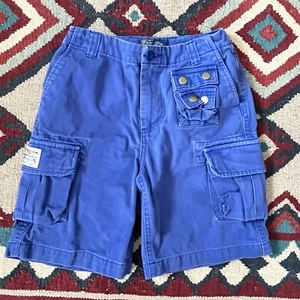 Polo Ralph Lauren Cargo Shorts Boys Size 7 Blue Cotton Twill - Picture 1 of 12