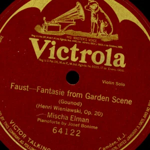 MISCHA ELMAN -VIOLIN- Gounod: Faust - Fantasie Schellackplatte 78rpm S2465 - Imagen 1 de 2