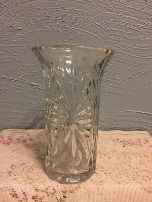 1991 FTD тяжелый прозрачный прессованное стекло элегантная ваза - тяжелое толстое стекло или кристалл. - Изображение 1 из 2