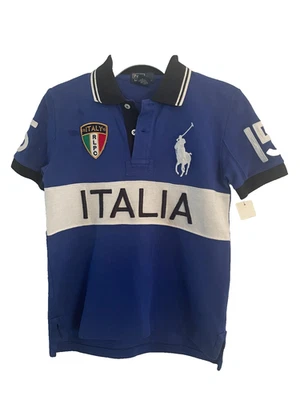 Camisa polo de rugby vintage Ralph Lauren Italia RLPC 2010 masculina tamanho 7 rara - Imagem 1 de 4