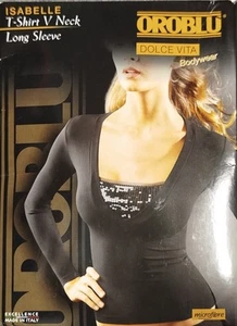 ✨ ISABELLE OROBLU sexy T - Shirt V Neek maniche lunghe T. L - XL bodywear ✨ - Foto 1 di 10